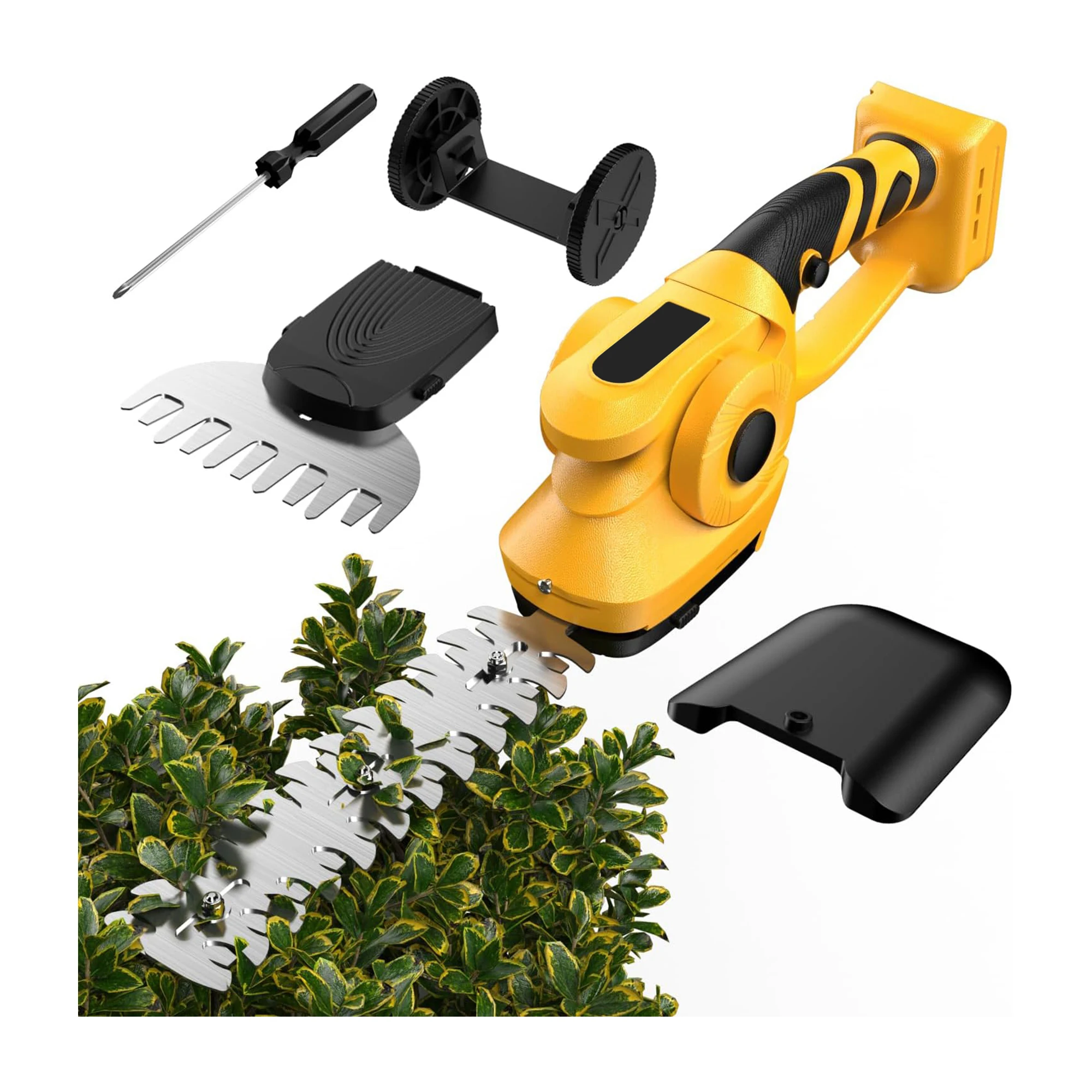 Cordless Hedge Trimmer for DeWalt 20V Battery, 2 in 1 Handheld Hedge Trimmer with Grass Shear Shrubbery Trimmer, 45° Adjustable