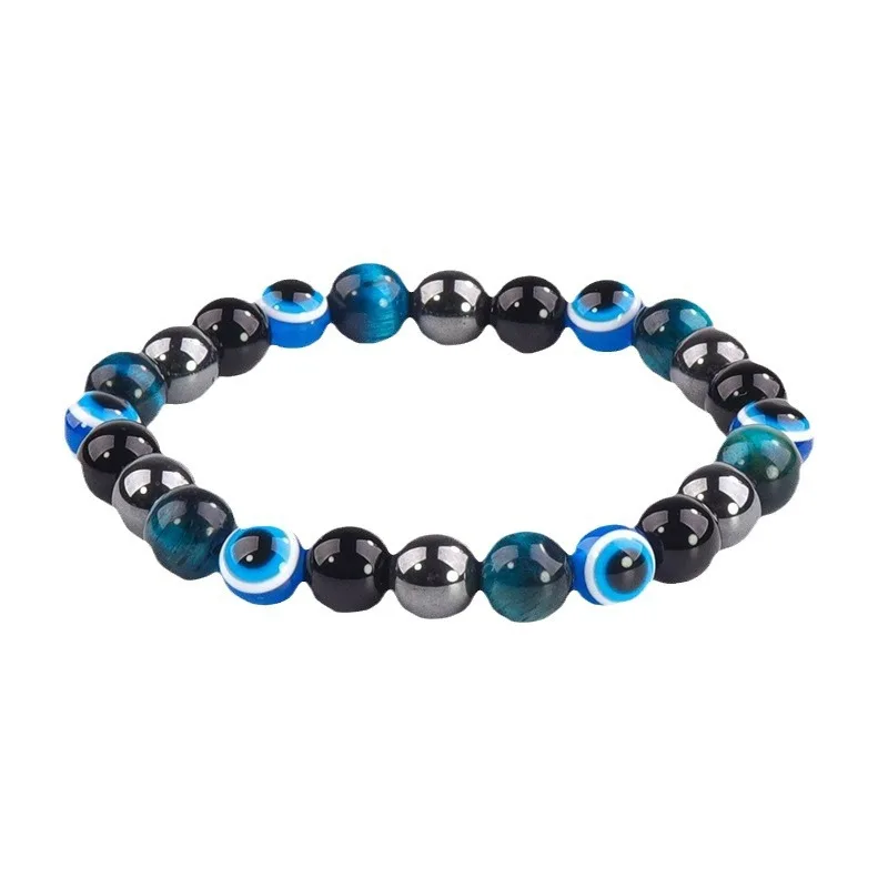 wholesale 10MM crystal beads braided Natural Gemstone obsidian Healing Spiritual magnet single loop tiger eye stone bracelet