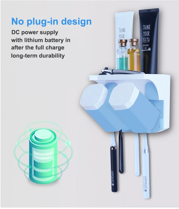 Magnetic Adsorption Inverted Toothbrush Holder Double Automatic Toothpaste Squeezer Dispenser Storage Rack Bathroom Accessories