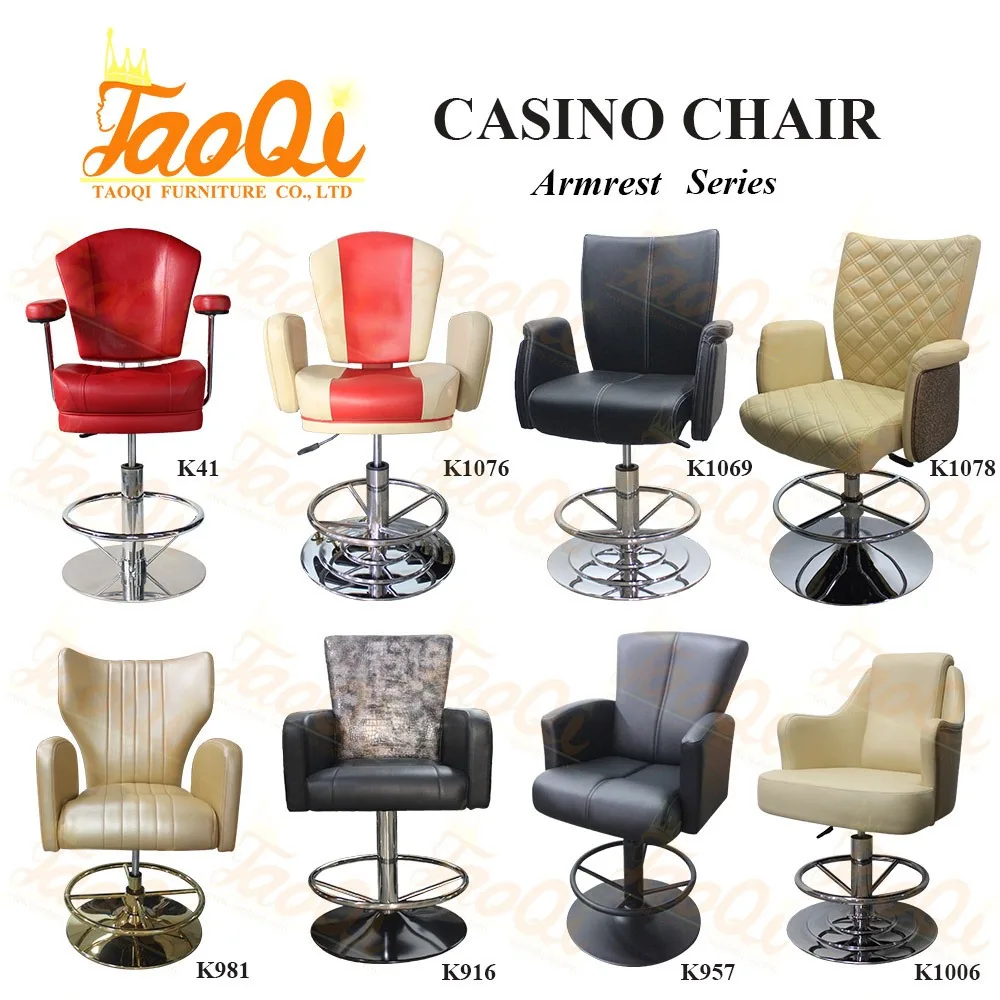 K1069 Casino Chair Bar Chair with Armrest Footrest Adjustable Lift Club Funiture Metal Gaming Stool Slot Poker VIP Chair