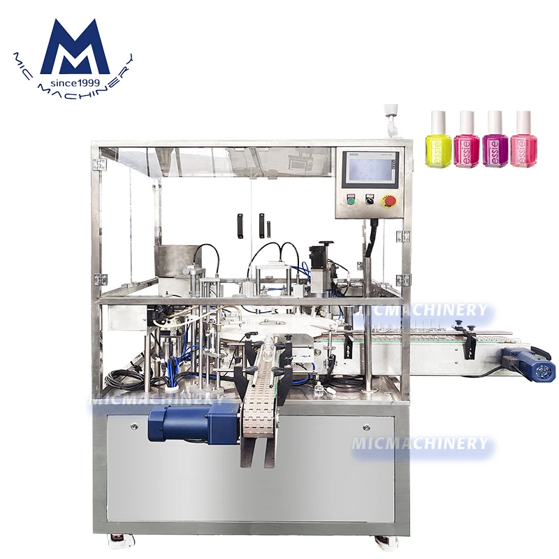 Automatic brush glue liquid remover bottle uv capping small gel nail polish filling machine