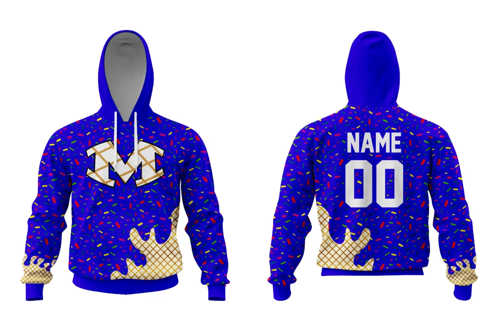 Ice sprinkles Custom  Hoodies  Sublimation Pullover Sweatshirts Heavyweight  Fleeced Hoodies 100% Polyester for Sports