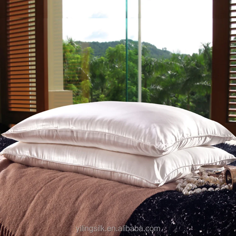 high quality Medium height Sleeping hilton silk pillow 100% silk pillow case filling 6A long silk pillow