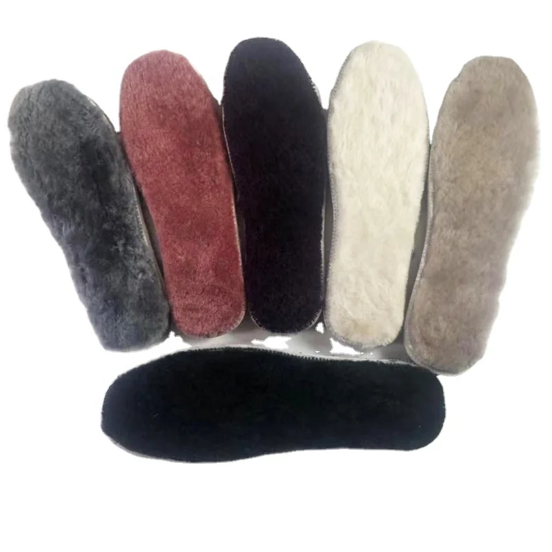 Wholesale custom-made autumn and winter men and women children warm mid-thick fur insoles sheepskin insoles