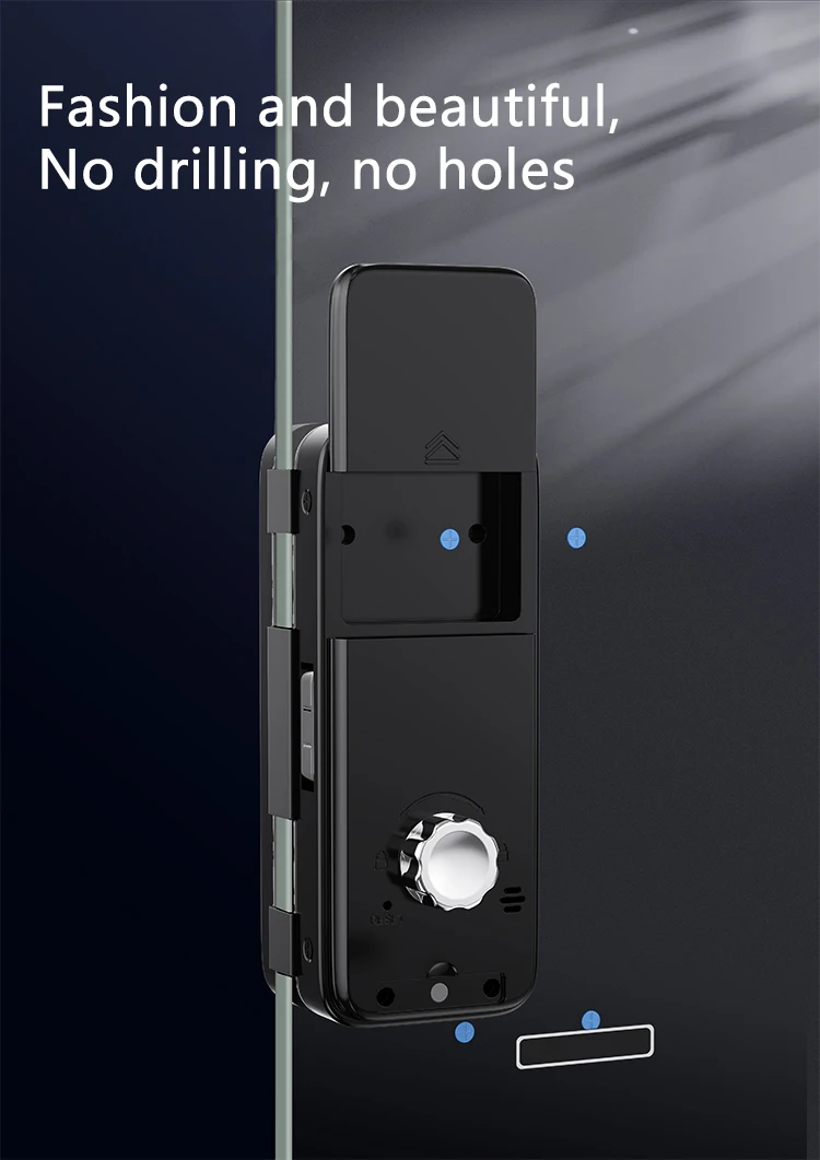 YOUHE Tuya Fingerprint Key Card Password Wifi Digital Frameless Glass Door Smart Lock