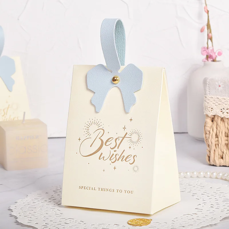 New design flower bow handle candy box wedding party favor gifts box banquet candy gift box