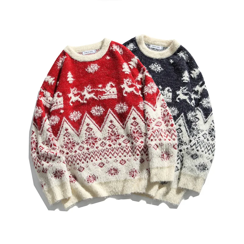 Wholesale Unisex knitted Ugly Christmas Pullover Sweater Jumpers Custom Acrylic Women Couple Family Merry Christmas Ugly Sweater