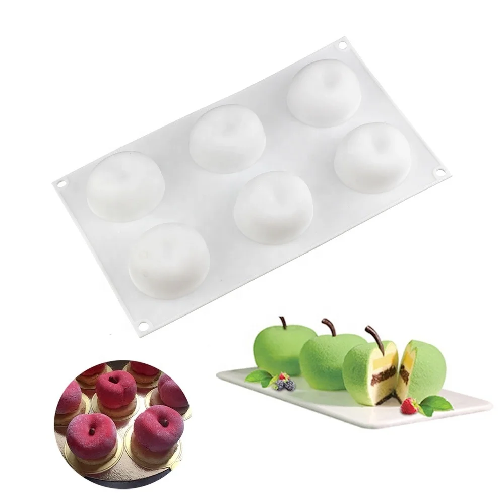 Hot 3D Apple Shape Silicone Mold 6 Cell DIY Cake Mousse For Ice Cream Chocolate Pastry Art Pan Dessert Bakeware Cake Decorating