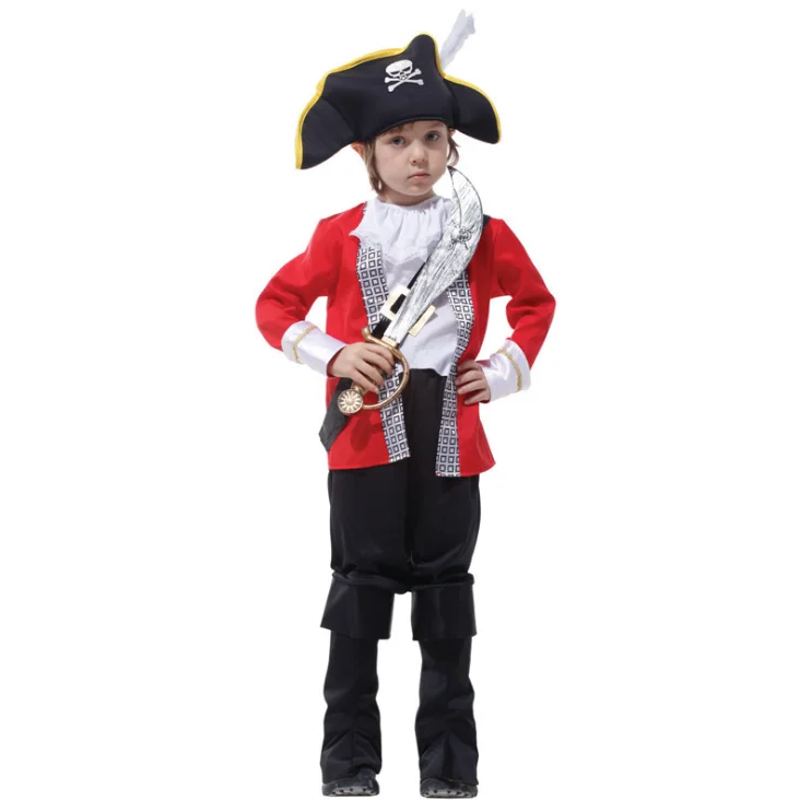 
Halloween Anime Cosplay Pirate Captain Jack Sparrow Carnival Kids Pirate Party Fancy Dress Boys Costumes With Hat And Eye Patch 