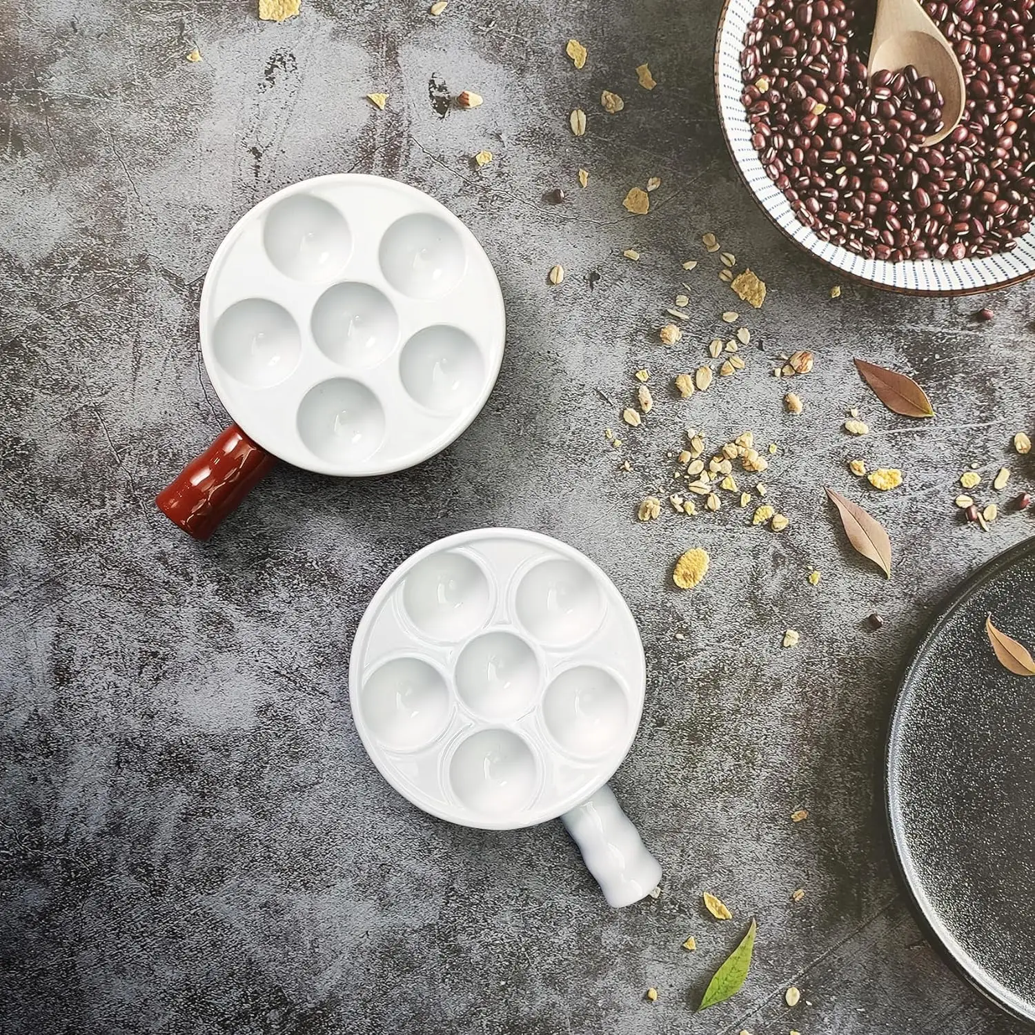 Oven Safe Holes Set for Home Restaurant Hotel appetizer Dishes baked snails baked scallop Custom White Ceramic Escargot Plates