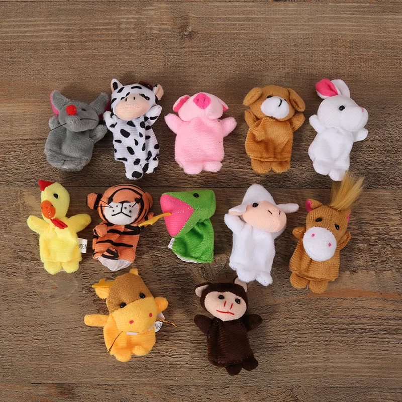10pcs Soft Plush Animal Finger Puppets Set Mini Plush Figures Toy For Baby Story Time
