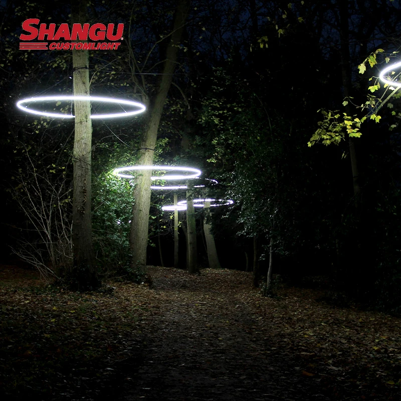 Outdoor Landscape Plants Decoration Ring Pendant Lamps Aluminum Seamless Design Forest Tree Hanging LED Rings Decorative Light