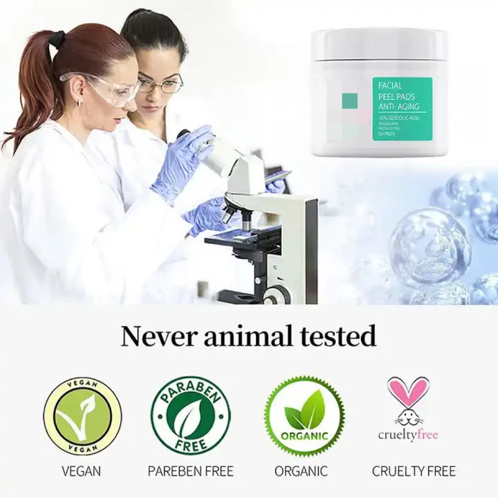 Private Label 2% Salicylic Acid Anti Acne Face Exfoliating Peel Wipes Skin Care 10% Peeling Cleansing Glycolic Acid Pads