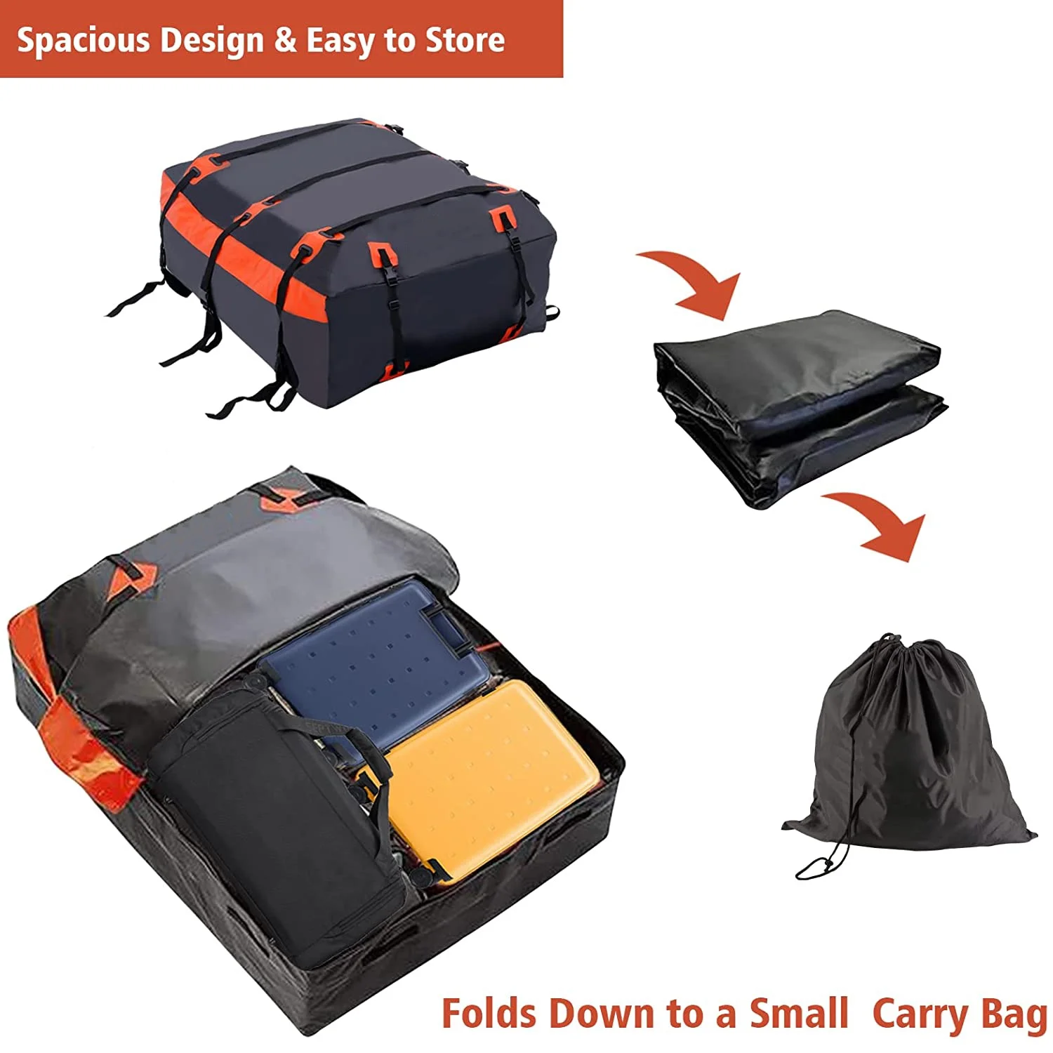 21 cubic feet rooftop cargo carrier car roof bag for all cars with/without rack 600d pvc waterproof storage car roof bag