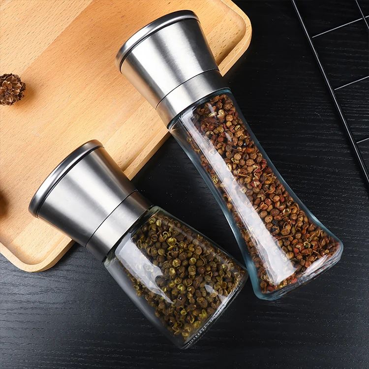 Wholesale Kitchen Tool Glass Bottle Pepper Salt Mill Manual Pepper Spice Grinder