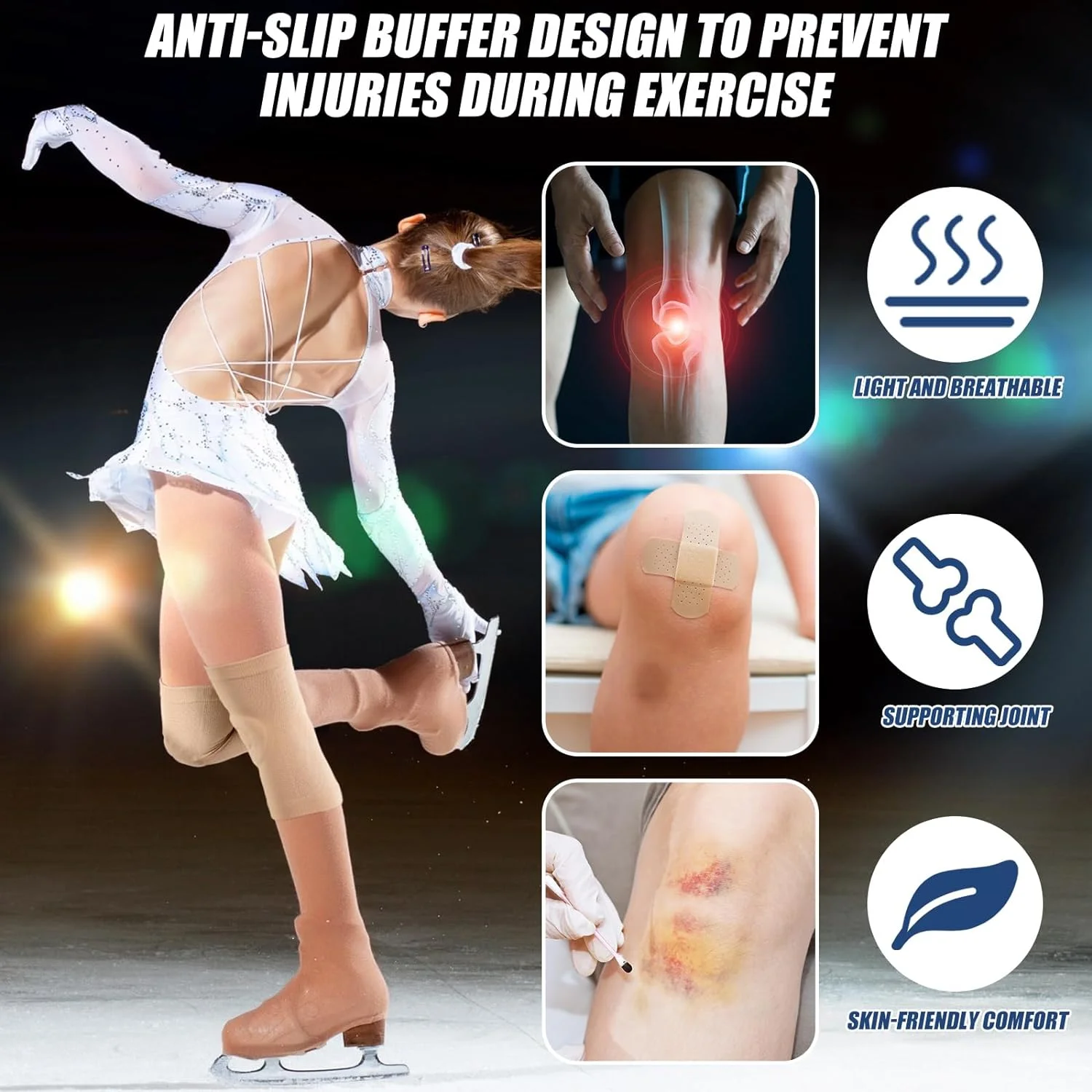 Custom Compression Breathable Volleyball Silicone Gel Pole Dance Patella Knee Pads Support Sleeves For Dance Ballet