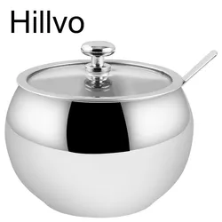 Hillvo China factory sugar bowls with glass lid spice container condiment holder spice box