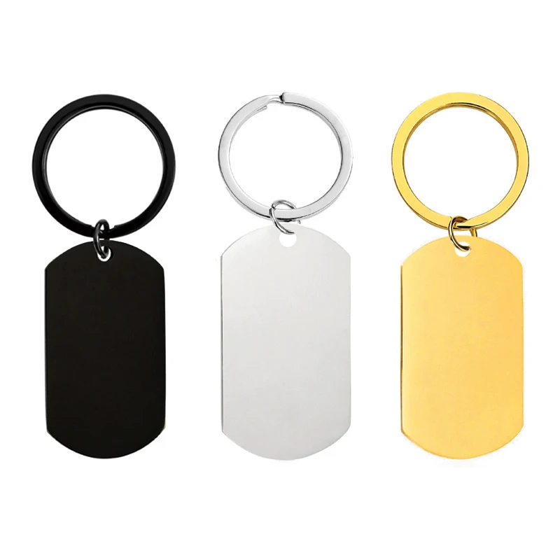 Custom Logo QR Code Key Chain Blank Stainless Steel Barcode Keychain ID Number Hotel Name Card Key Chain,