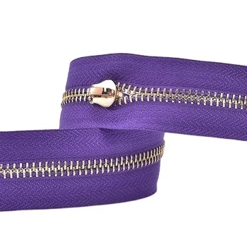 custom leather design metal zipper with metal slider for bag making accessories