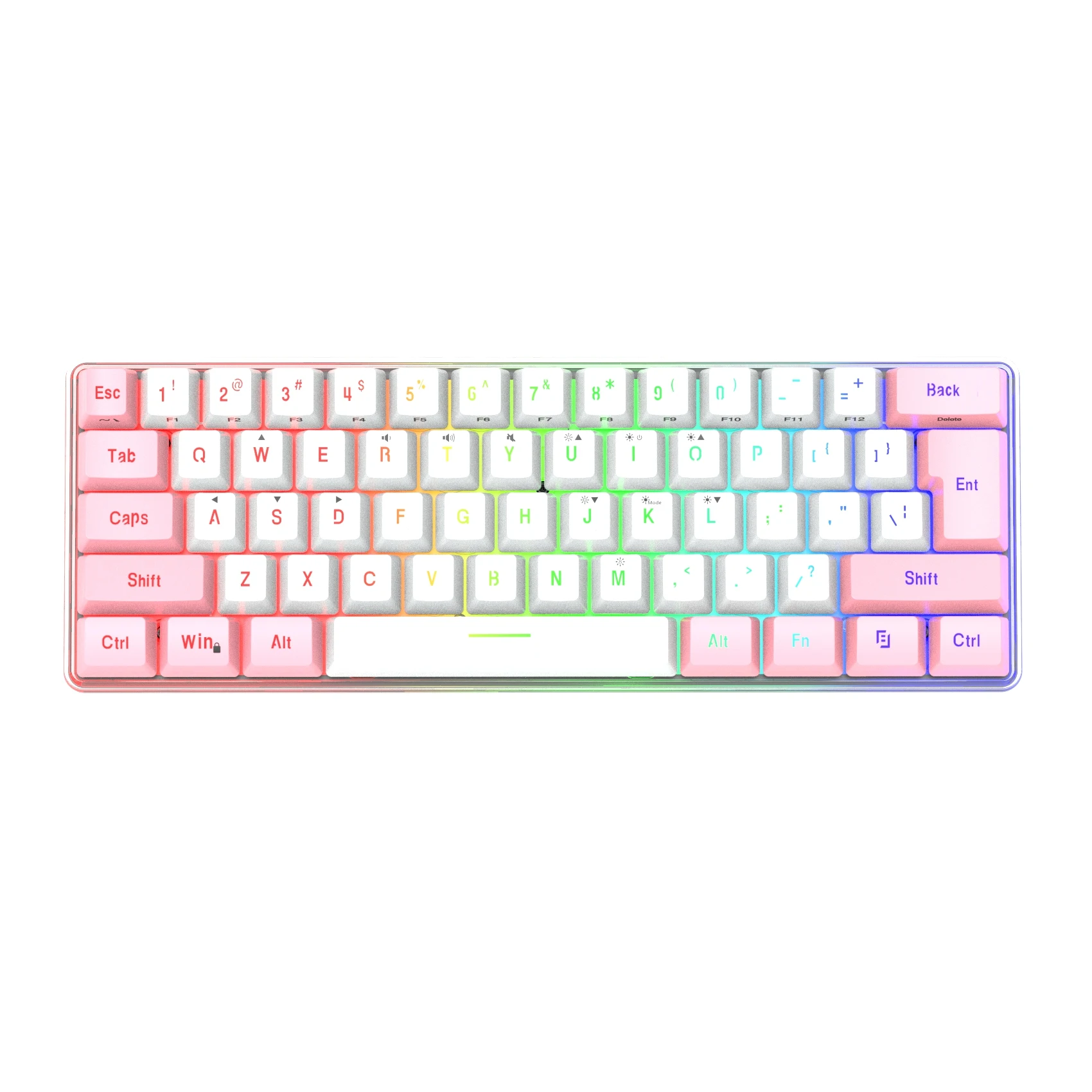 OEM factory wholesale RGB 60% gaming mechanical touch feeling keyboard 61 keys Rainbow gaming keyboard