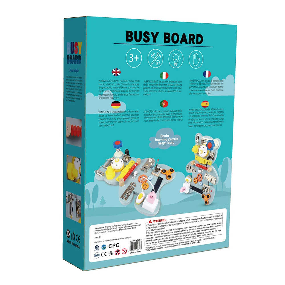 Montessori Wooden Busy Board 2023 Sensory Learning Toys Early Education Activity Baby Bear Shape Board