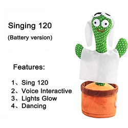 Hot selling funny kids toys gifts dancing cactus doll talking singing repeating cactus plush toy