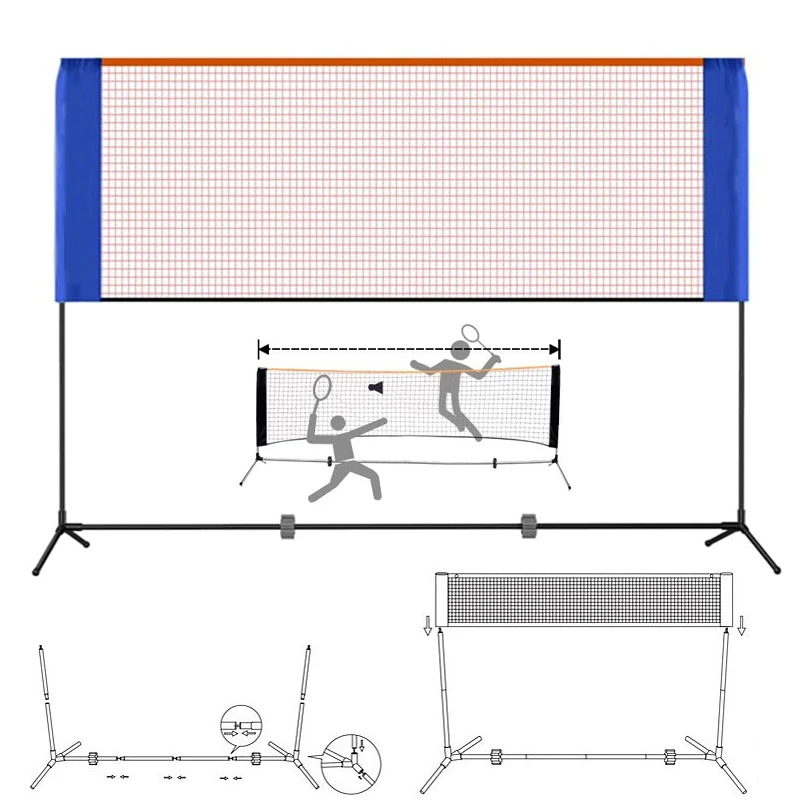 Hot Sale 12 FT Portable Badminton Tennis Volleyball Net Frame Adjustable Beach Tennis Net