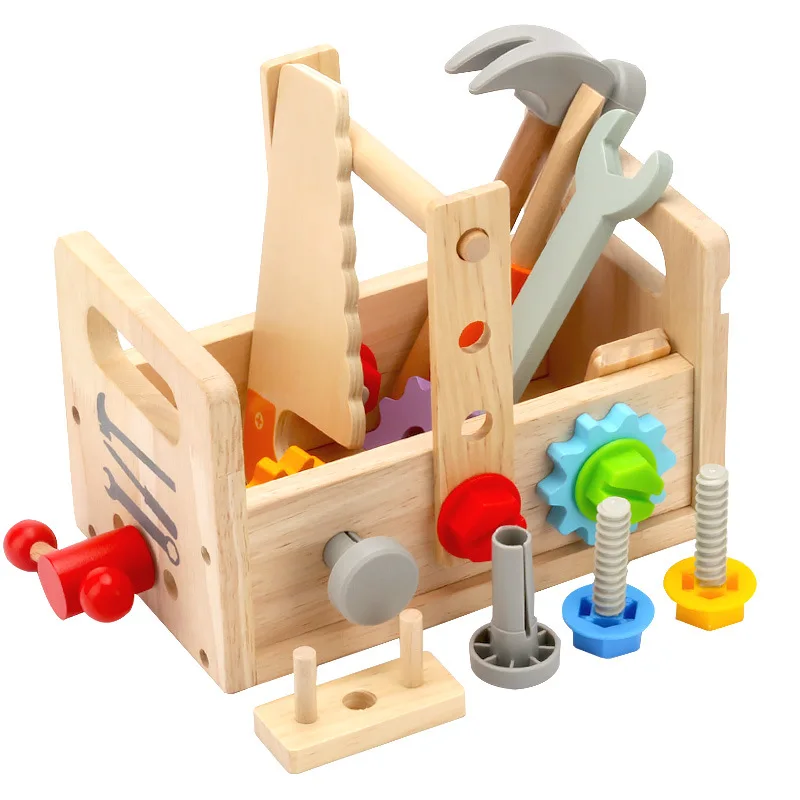 Portable Toolbox Educational Montessori Toys Nut Disassembly Screw Assembly Repair Carpenter Working Tools Woodworking Tools