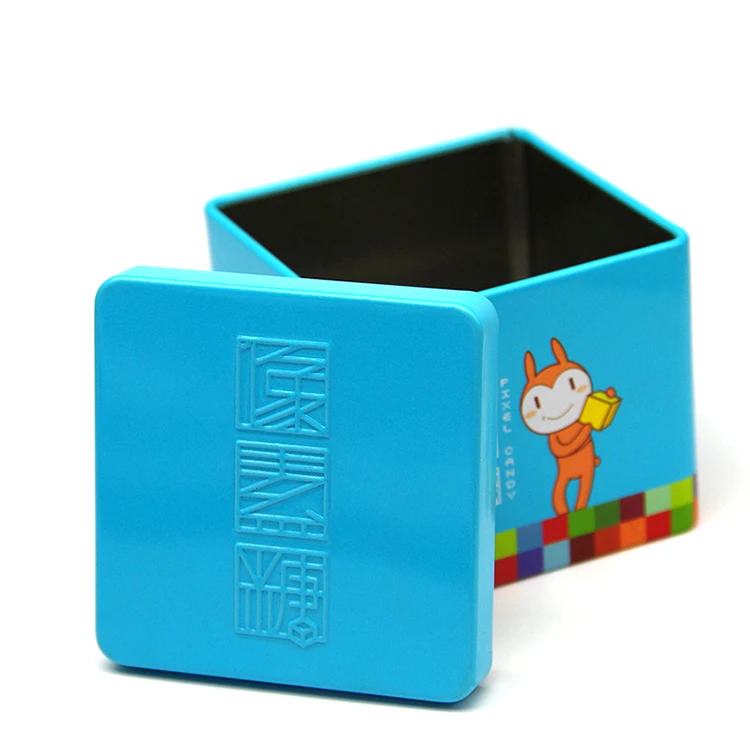 Wholesale Customized Luxury Toys Packing Square Shape Gift Cube Embossed Tin Box For Kids