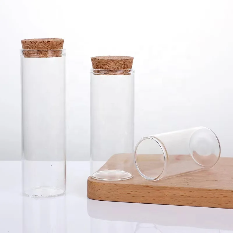 high quality clear custom glass tube container cigar glass tube flat bottom glass test tube with cork