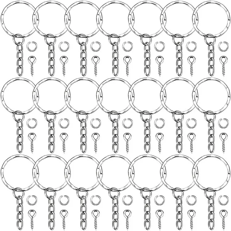 Wholesale Handmade Keychain Pendant Flat o Ring Key Ring with Chain Keychain with connecter