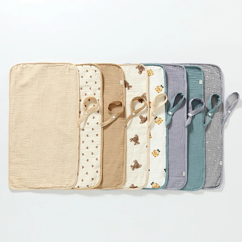 Waterproof Muslin Cotton Fashion and Stylish Baby Changing Pad Liner Washable Foldable Infant Urine Mat