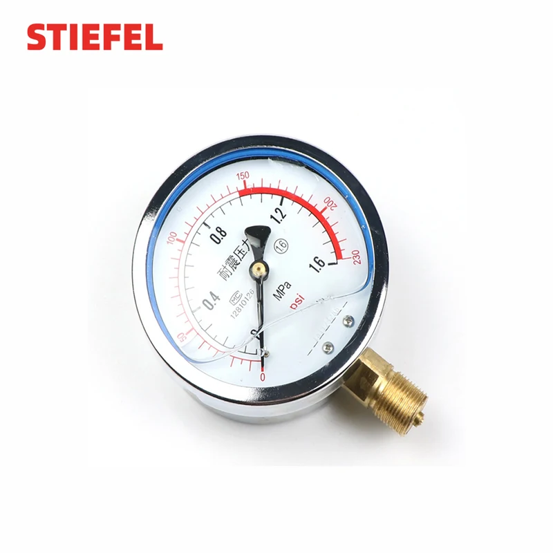 Gas valve pressure gauge for industrial boiler 0-1.6Mpa glycerin is filled with anti-vibration pressure gauge
