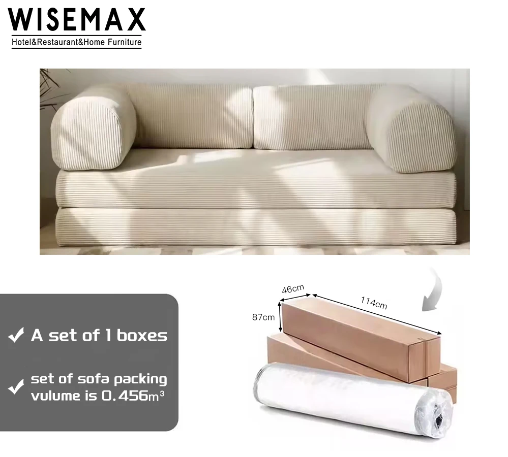 WISEMAX FURNITURE Nordic Simplicity 40D High-Density Sponge durability 304 Stainless Steel Fabric fusion vogue Compression Sofa