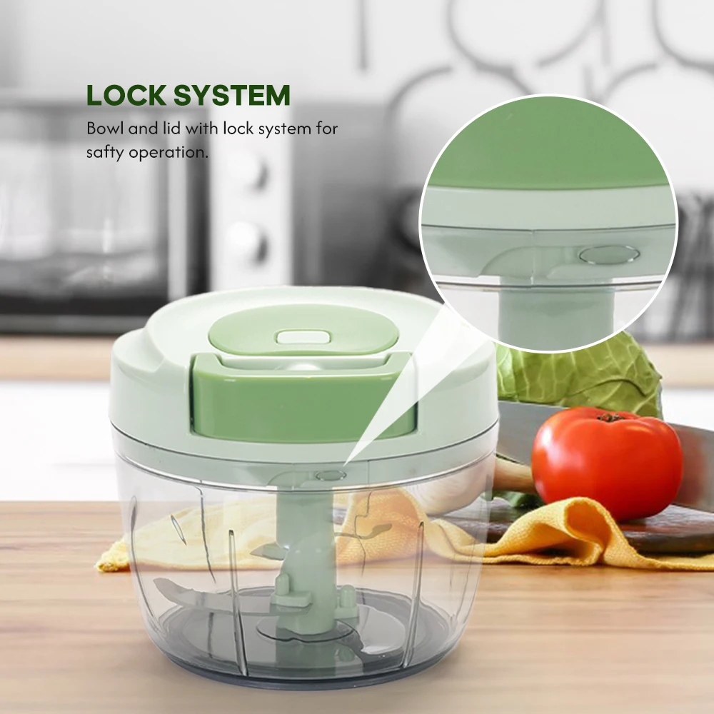 Kitchen Accessory Home Use Plastic Kitchen Mini 3 Blades Meat Grinder Hand Pull Speedy Food Garlic Press Chopper