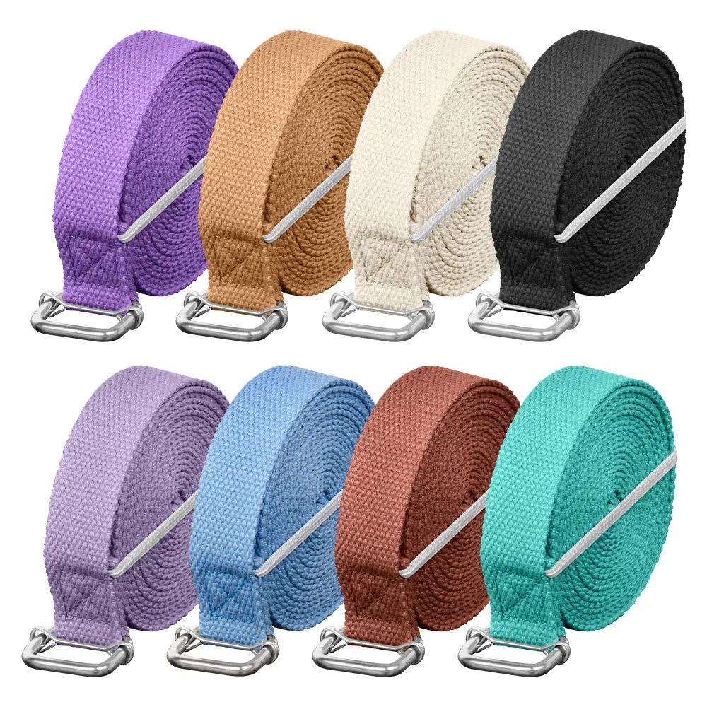 Yoga Bands for Stretching with Extra Safe Adjustable D-Ring Buckle Polyester Yoga Strap