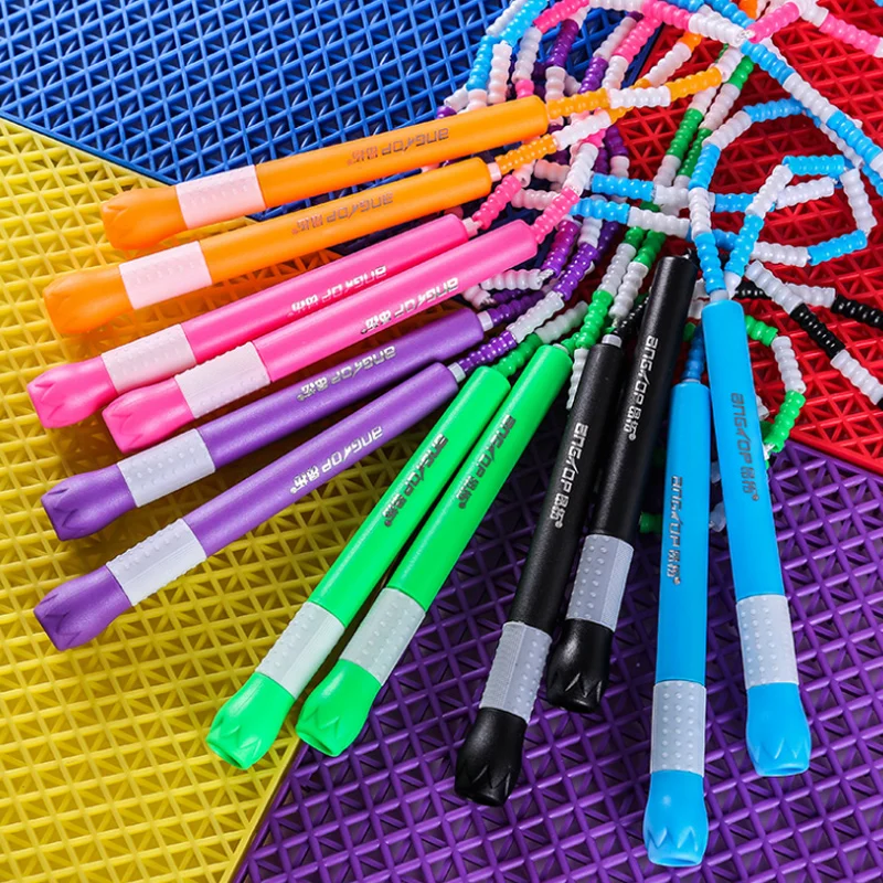 Rope skipping single adjustable Beaded plastic handle soft bamboo grain pattern jump rope