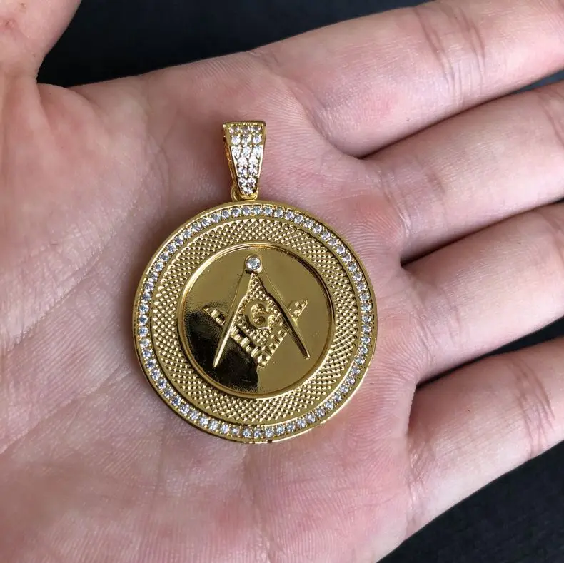 Jewelry 14KCZ Laying Masonic Gold Pendant Design for Men