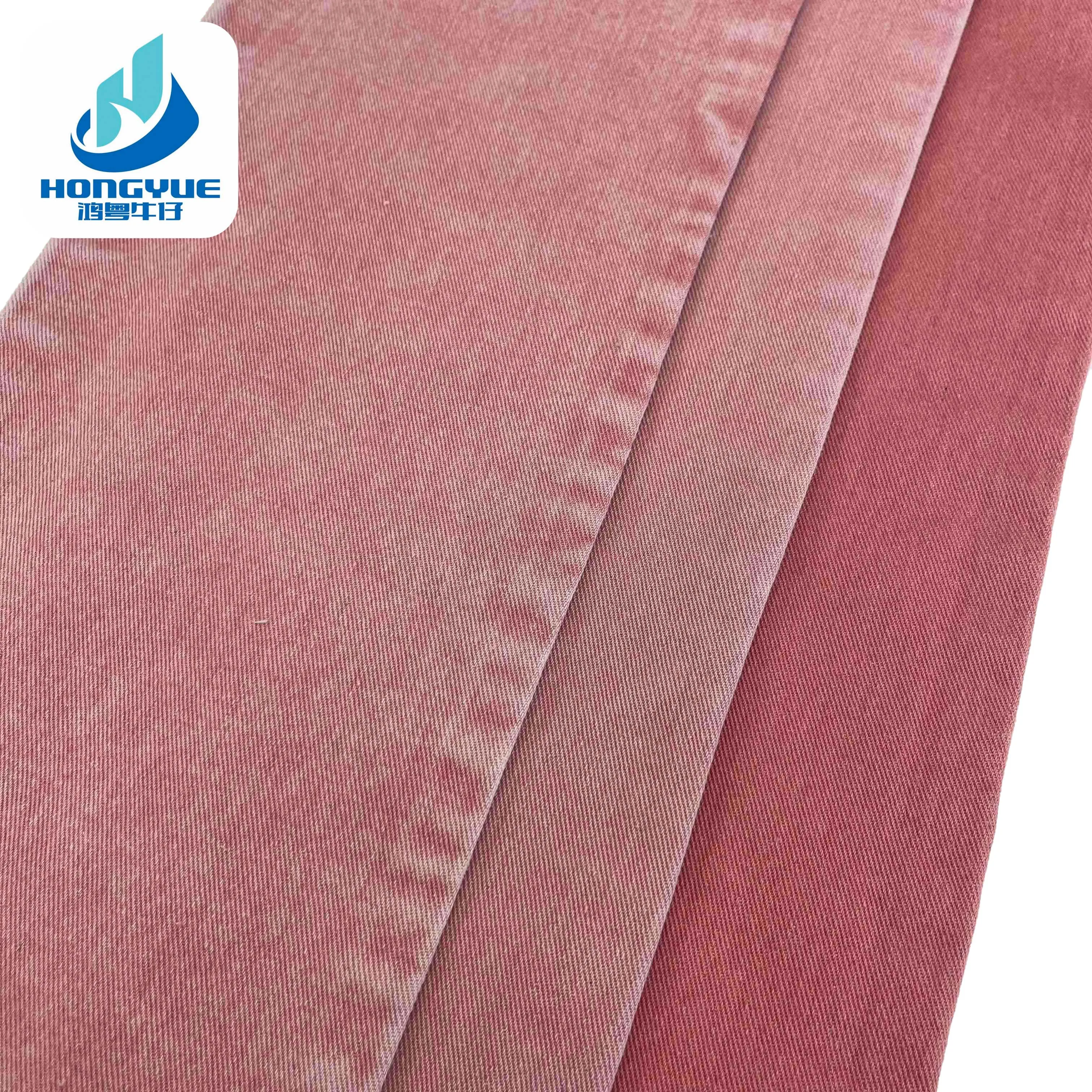 Pink Color Denim Jeans Fabric Cotton Polyester Blended Non-Elastic Woven Twill Pink Denim Fabric