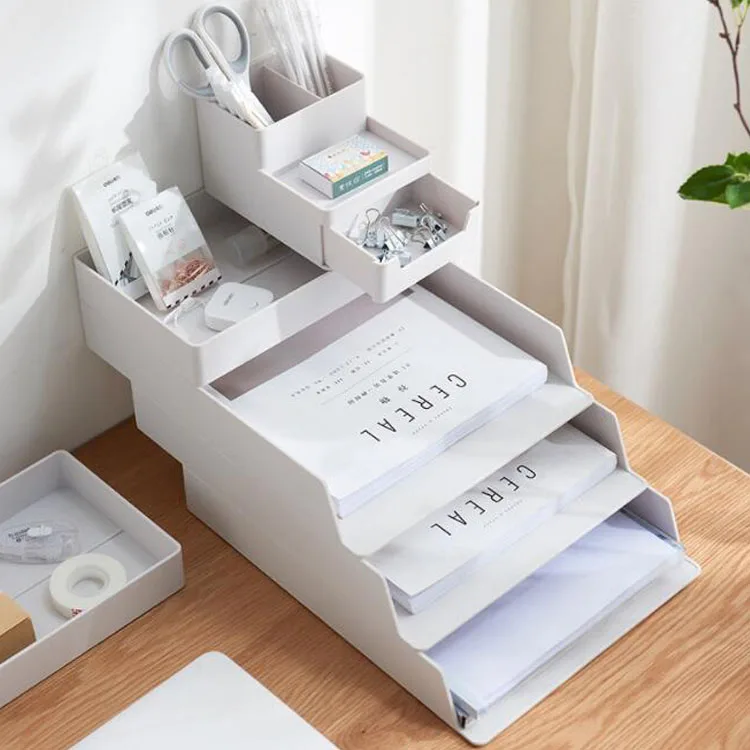 
DIY Desktop Decorations ABS Resin A4 File Drawable Storage Box Stationery Organizer Set Home Office Table Desk Accessories 