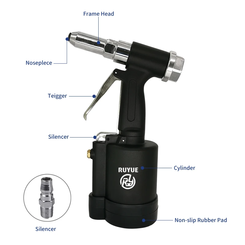 
Heavy Duty Labor-saving Air Hydraulic Drive Riveter Professional Pop Pneumatic Riveting Gun Rivet Tool with 1/4' Nose Pieces 