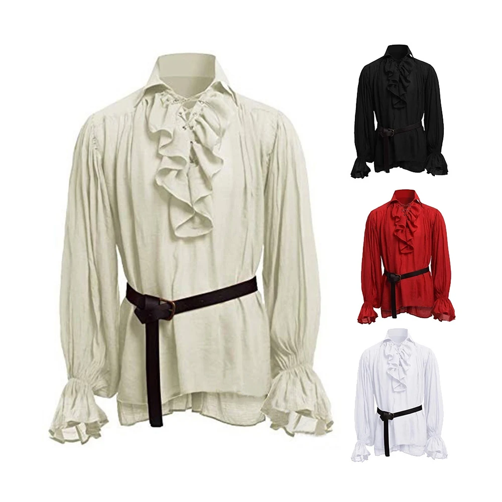 halloween adult female pirate costume Gothic Renaissance Men OR Women Pirate Shirt Medieval Costume