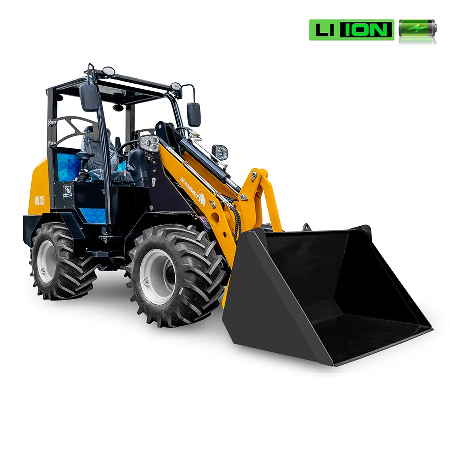 mammut 1 ton 1.2 ton wle35 electric wheel loader using CATL lithium high-capacity battery Curtis controller