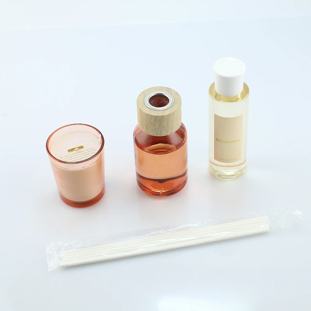 Wholesale OEM Custom Home Fragrance Decorative Wax Candles Scented Candle Aroma Reed Diffuser Gift Set Gift Packaging Souvenir