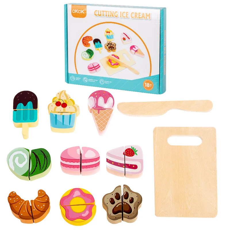 Kid Cute Wooden Vegetable and Fruit Simulation Cutting Food Play Set Pretend Game Toys Kitchen Toys for Children