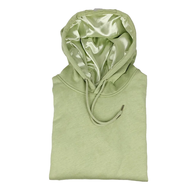 Custom Wholesale Embroidered Logo Unisex Hoodie Satin Lined Hoodies with Satin Hood