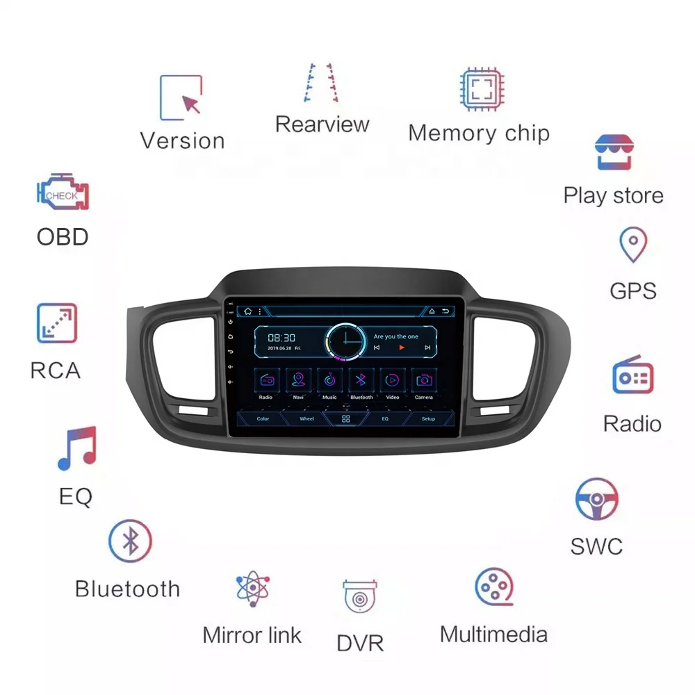 4+64G Car Stereo PX6 with BT For KIA Sorento 9 inch Touch Screen GPS Navigation Android Multimedia Radio  Stereo Player