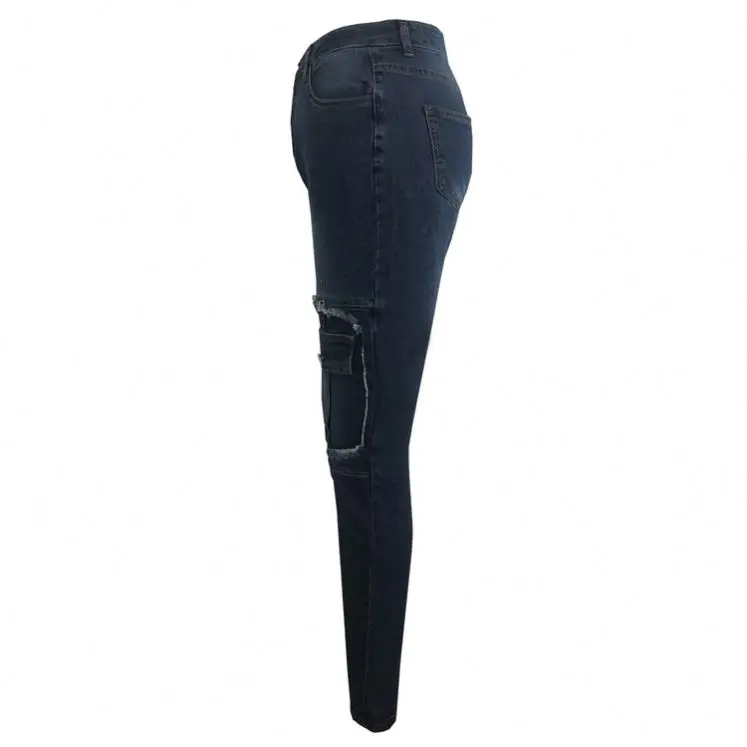 
11AF224 popular high waist decorative pocket skinny Ladies Pants Jeans Women 
