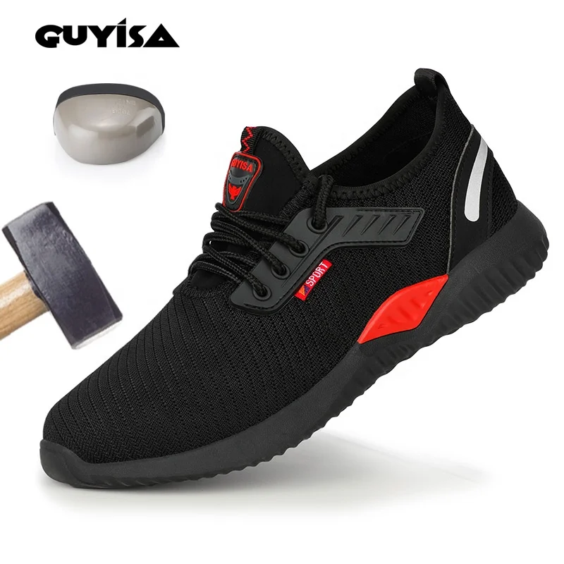 GUYISA wholesale customized CE EU certification black net brand industrial steel toe outdoor safety shoes