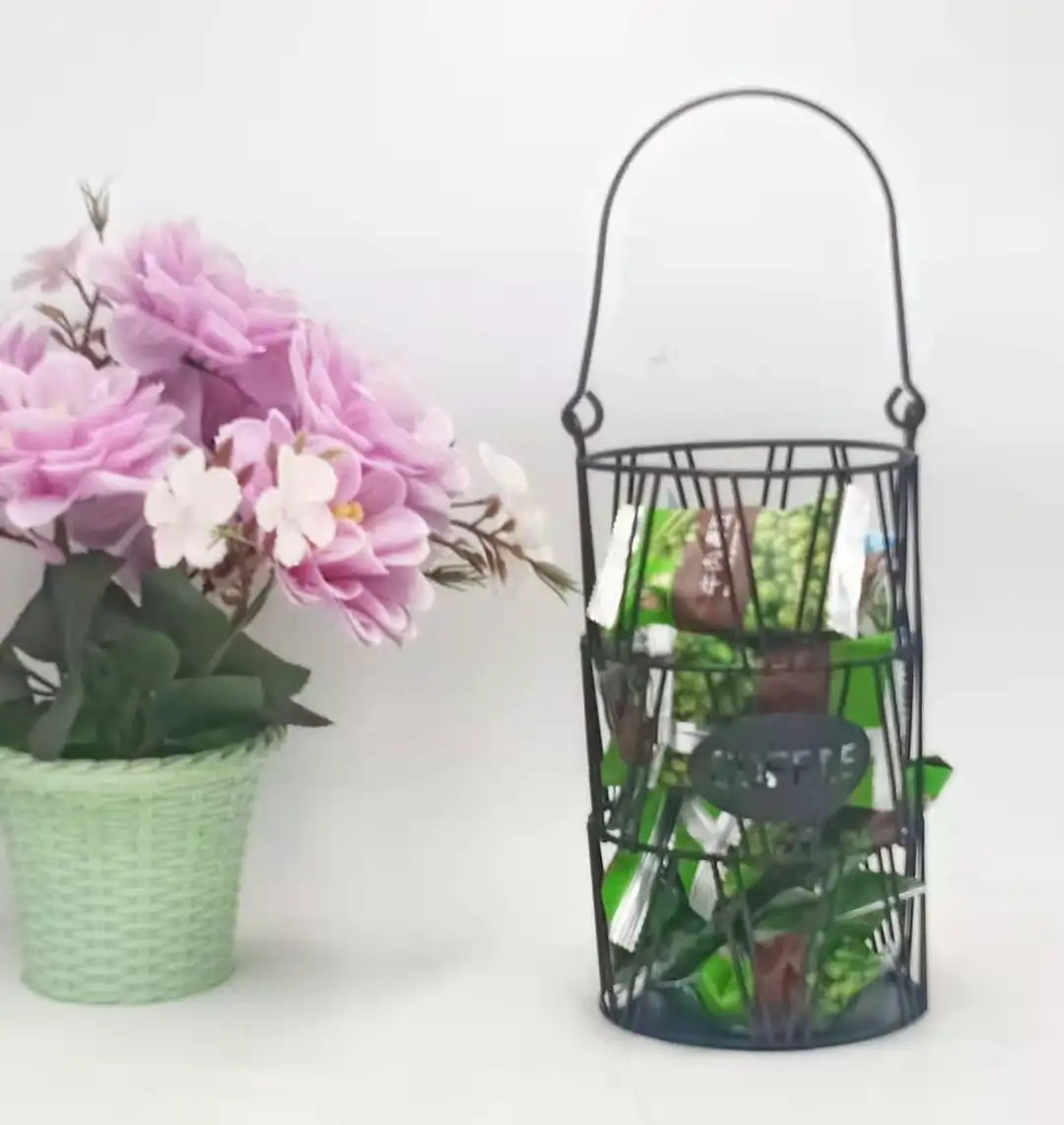 Large Capacity Black 2 Pack Table Kitchen Metal Wire Espresso Storage Coffee Pod Basket with Handle